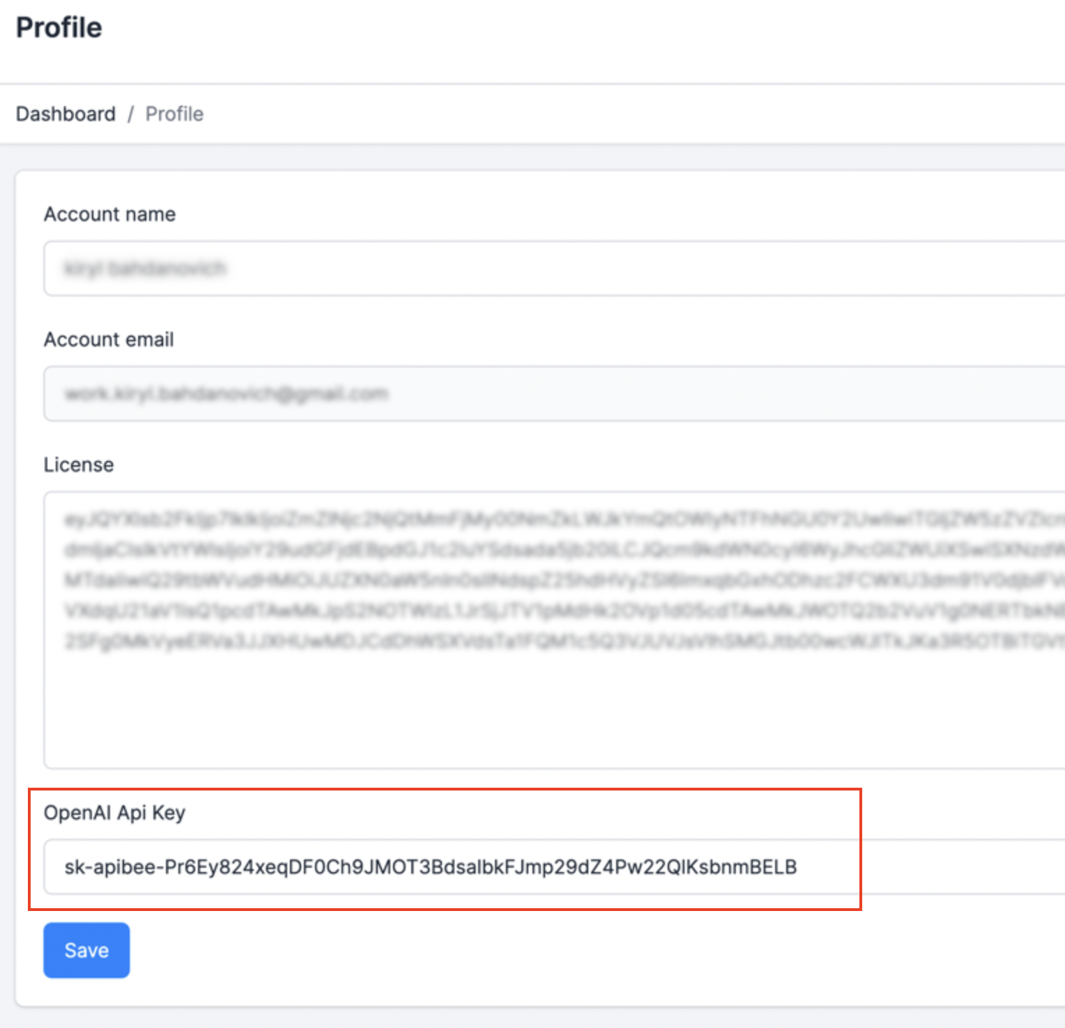 OpenAI api key integration in testlemon